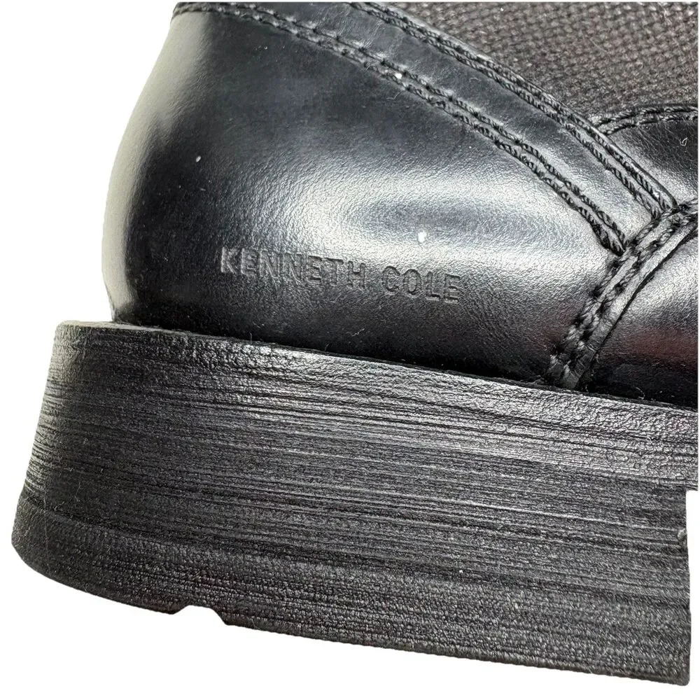 Kenneth Cole Mind-Set Zip High Boots Shoes Black Leather Size 8 Mens Lace / Zip